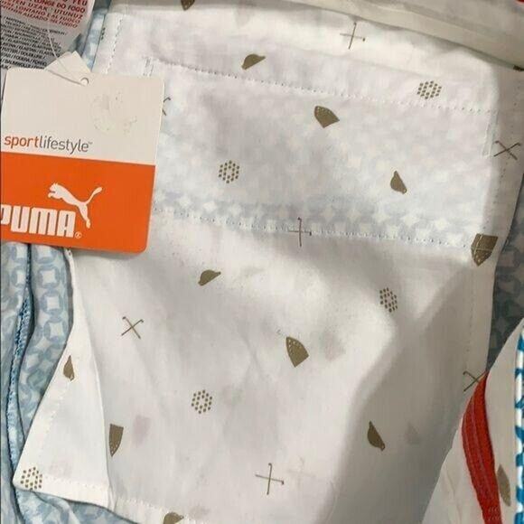 Puma Womens Bermuda Golf Shorts Turkish Tile Print Sporty Teal White Medium - Picture 10 of 16